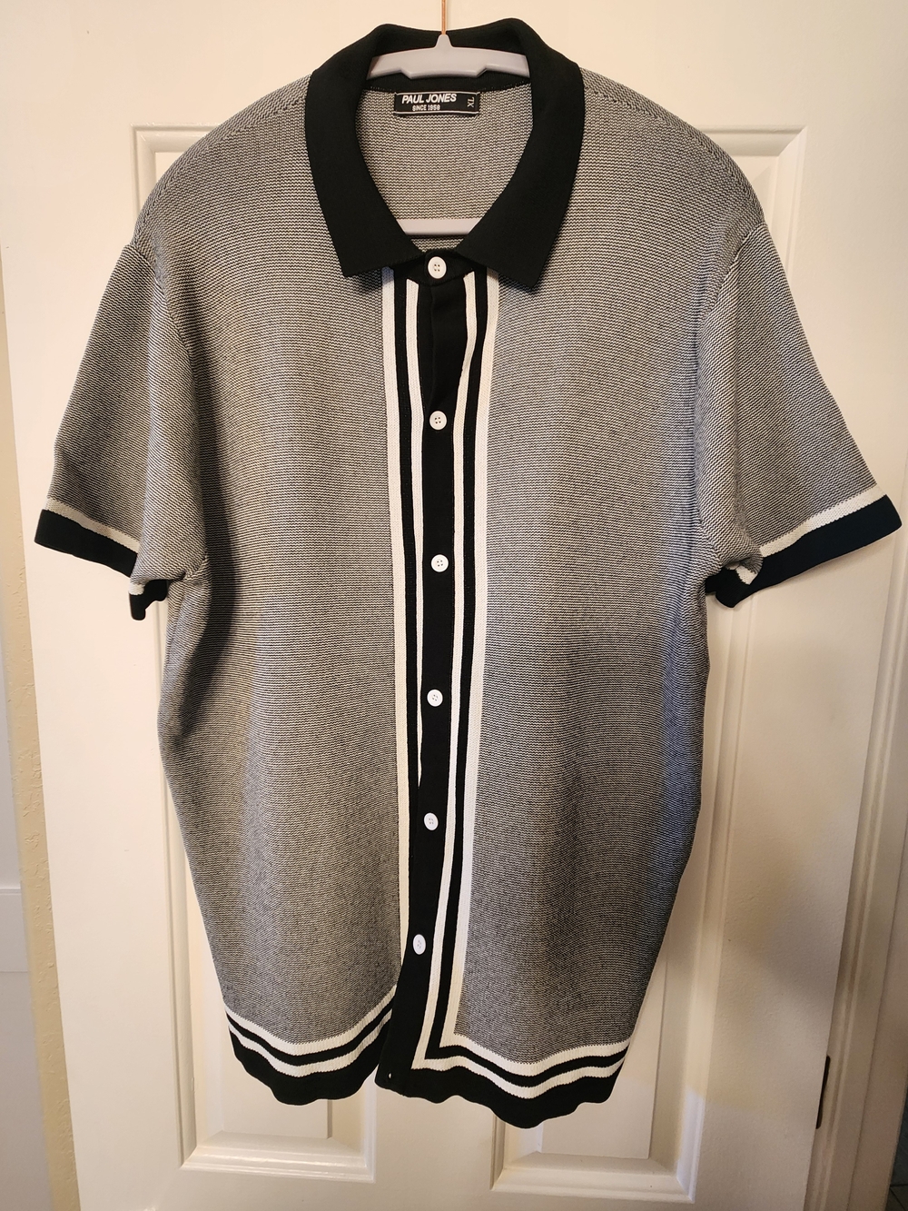Paul Jones XL Men's Gray & Black Short-Sleeve Polo Shirt